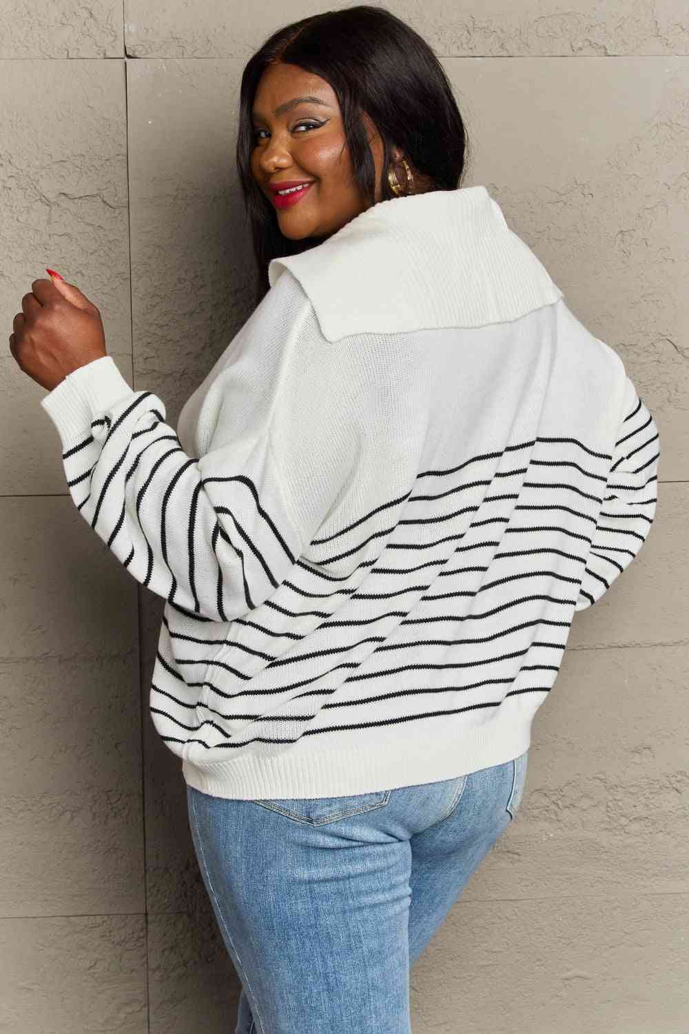 Sew In Love Make Me Smile Striped Oversized Knit Top