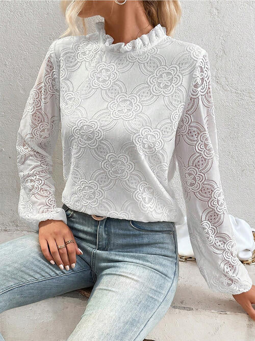 Floral Lace Balloon Sleeve Blouse