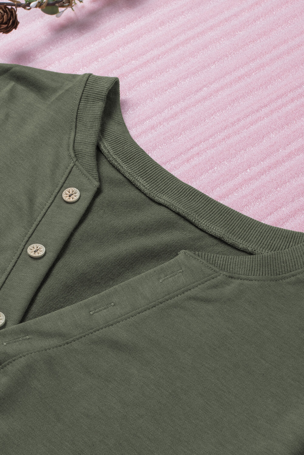 Button Detail Curved Hem Top