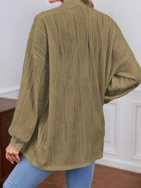 Open Front Lantern Sleeve Cardigan