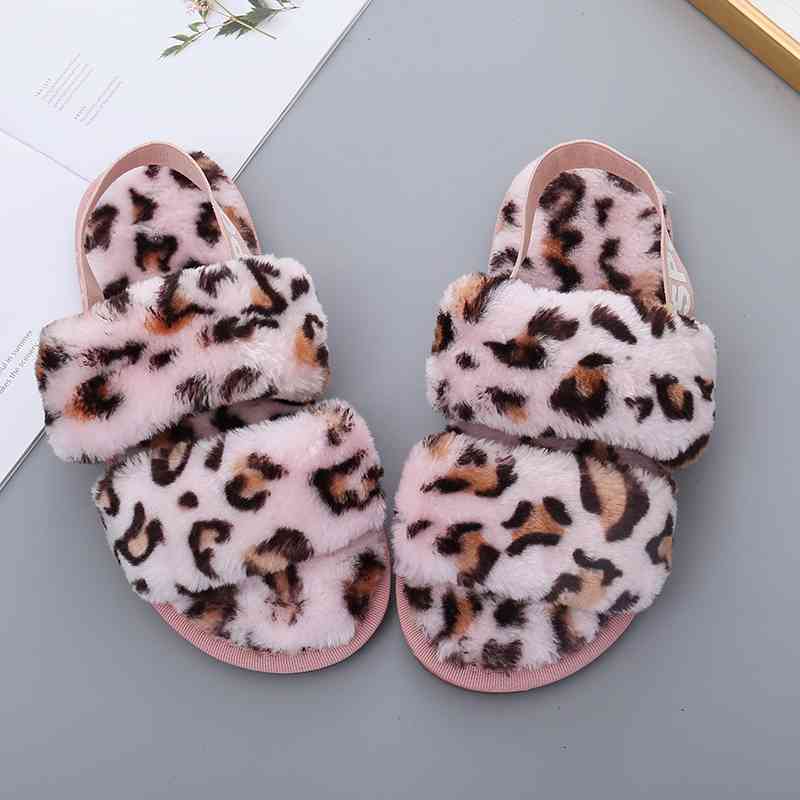 Faux Fur Open Toe Slippers