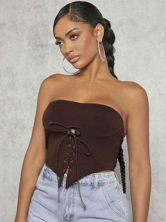 Lace-Up Strapless Bustier