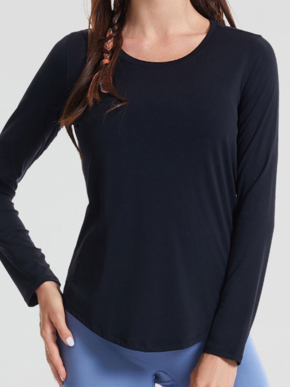 Round Neck Long Sleeve Sports Top