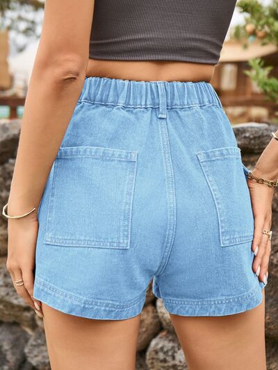 High Waist Denim Shorts with Pockets