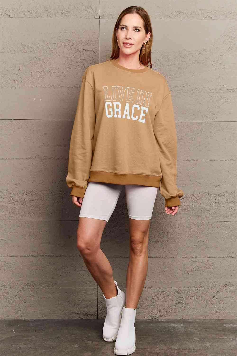 Simply Love Full Size LIVE IN GRACE Graphic Sweatshirt