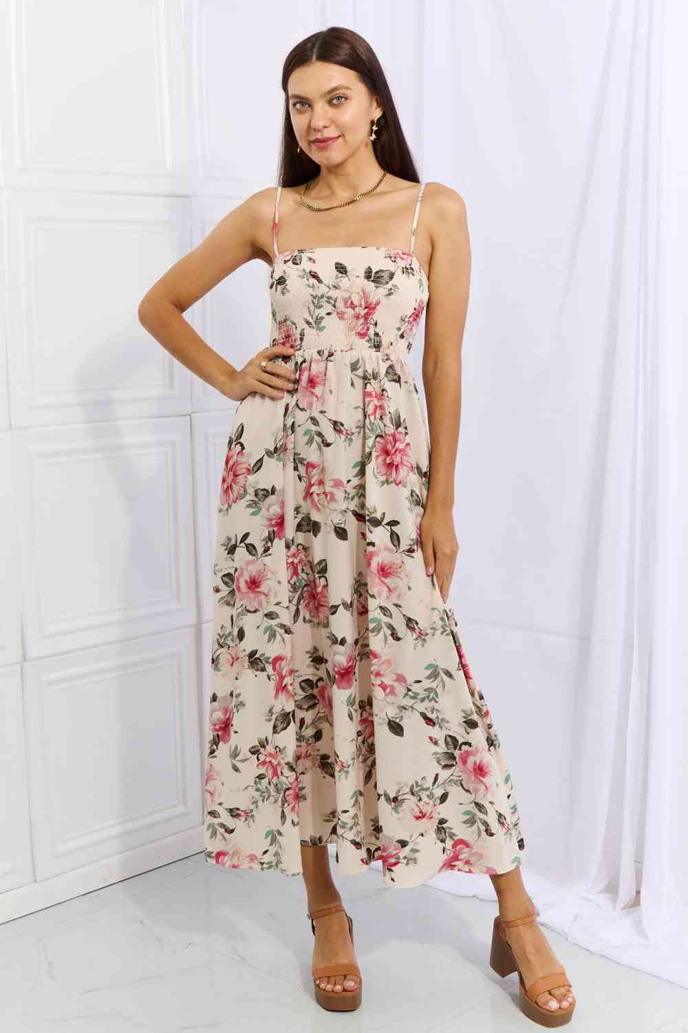 OneTheLand Hold Me Tight Sleeveless Floral Maxi Dress in Pink