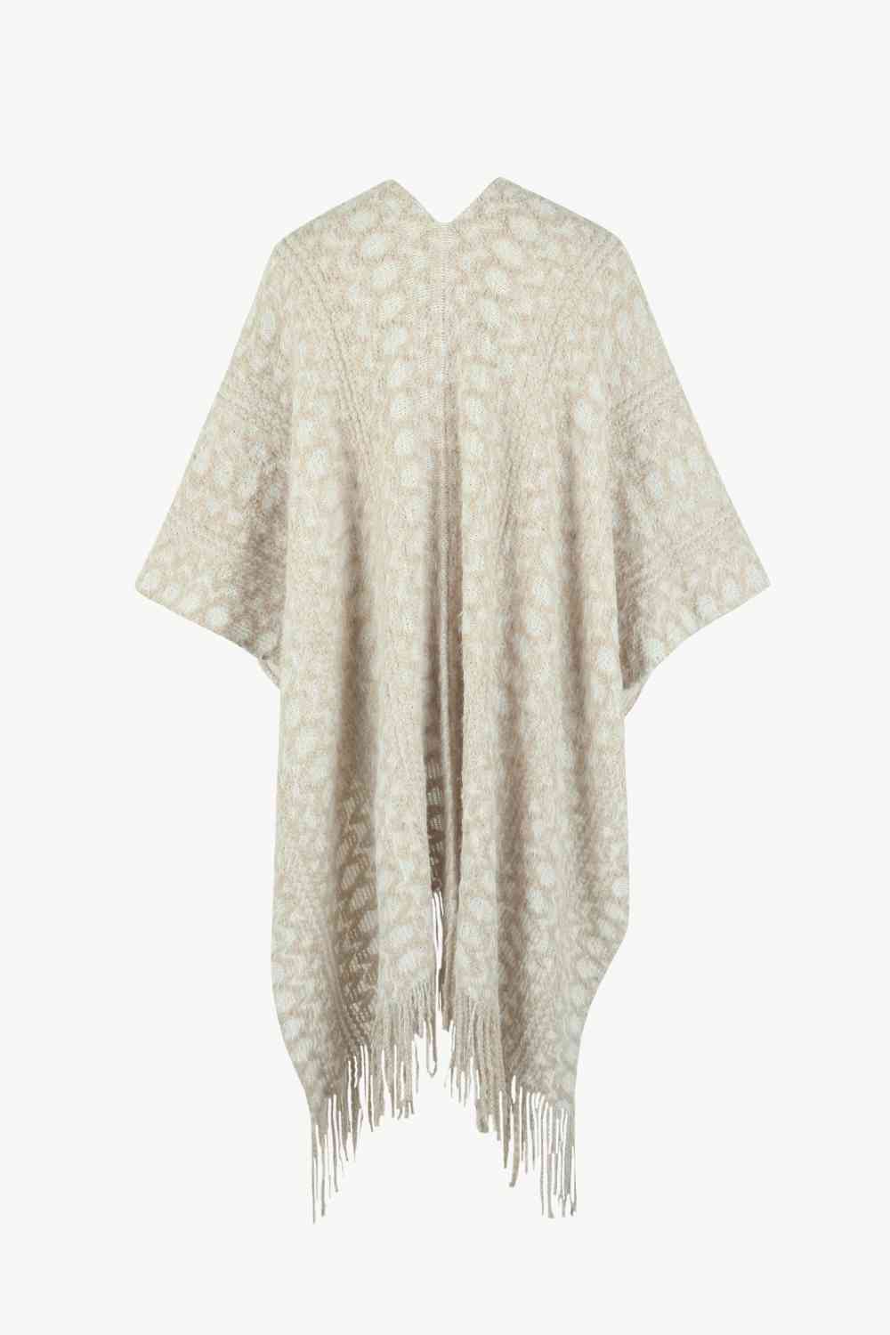 Open Front Fringe Hem Poncho