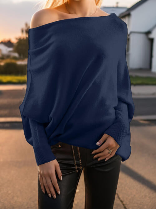 Texture Round Neck Long Sleeve Sweater