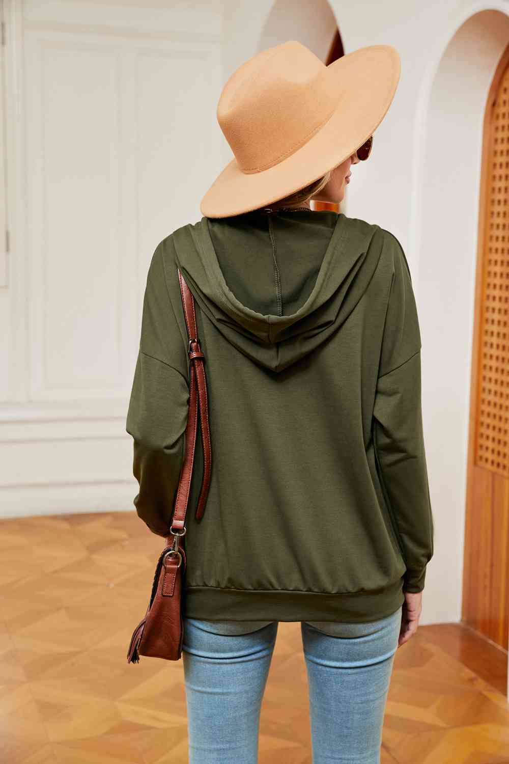 Quarter-Snap Drawstring Hoodie