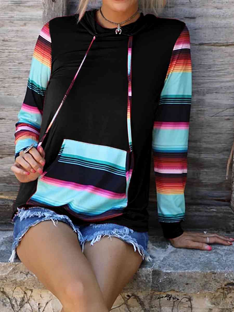 Striped Long Sleeve Hoodie