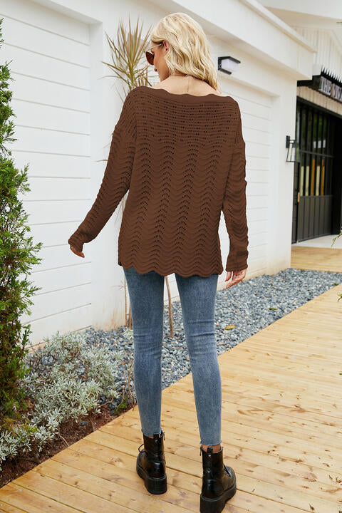 Round Neck Drop Shoulder Sweater