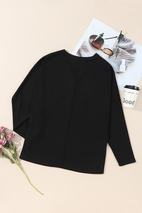 Half Button Long Sleeve Top