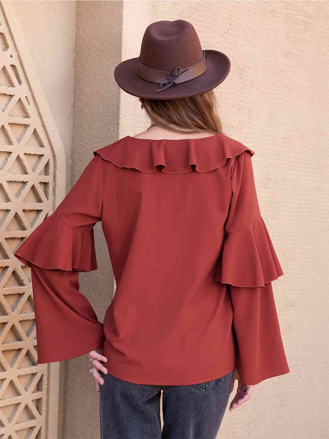 Statement Collar Long Sleeve Blouse