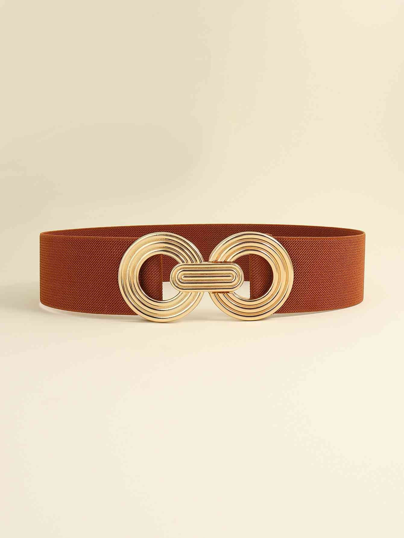 Geometric Buckle Elastic Wide Belt