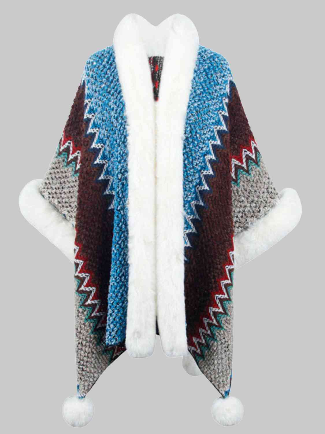 Color Block Open Front Poncho