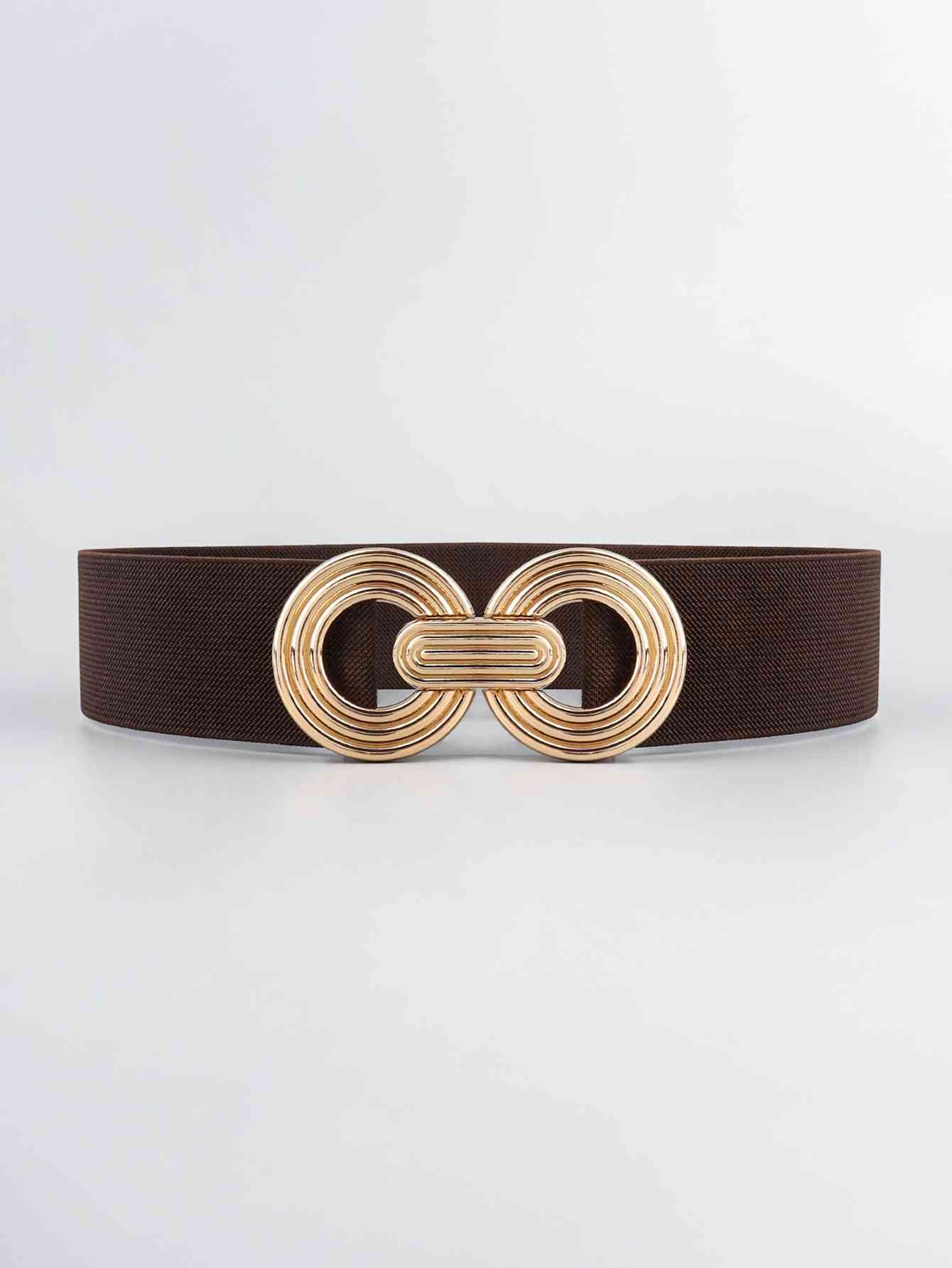 Geometric Buckle Elastic Wide Belt