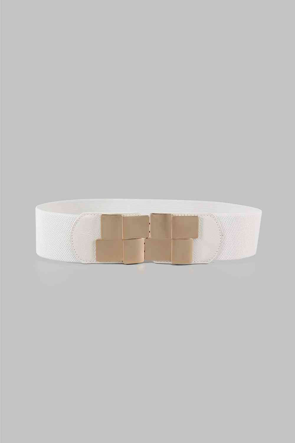 Geometric Buckle Elastic Wide Belt