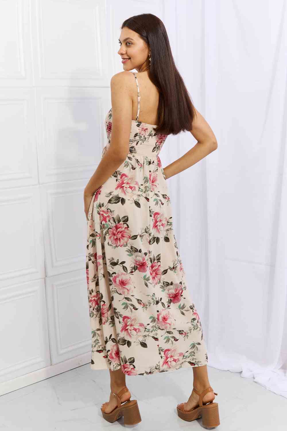 OneTheLand Hold Me Tight Sleeveless Floral Maxi Dress in Pink