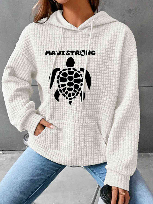 Full Size Turtle Graphic Drawstring Hoodie