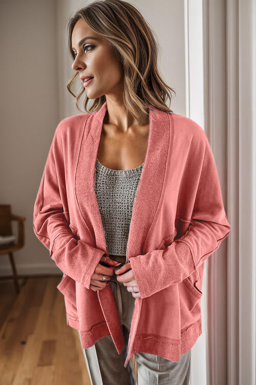 Open Front Long Sleeve Cardigan with Pockets