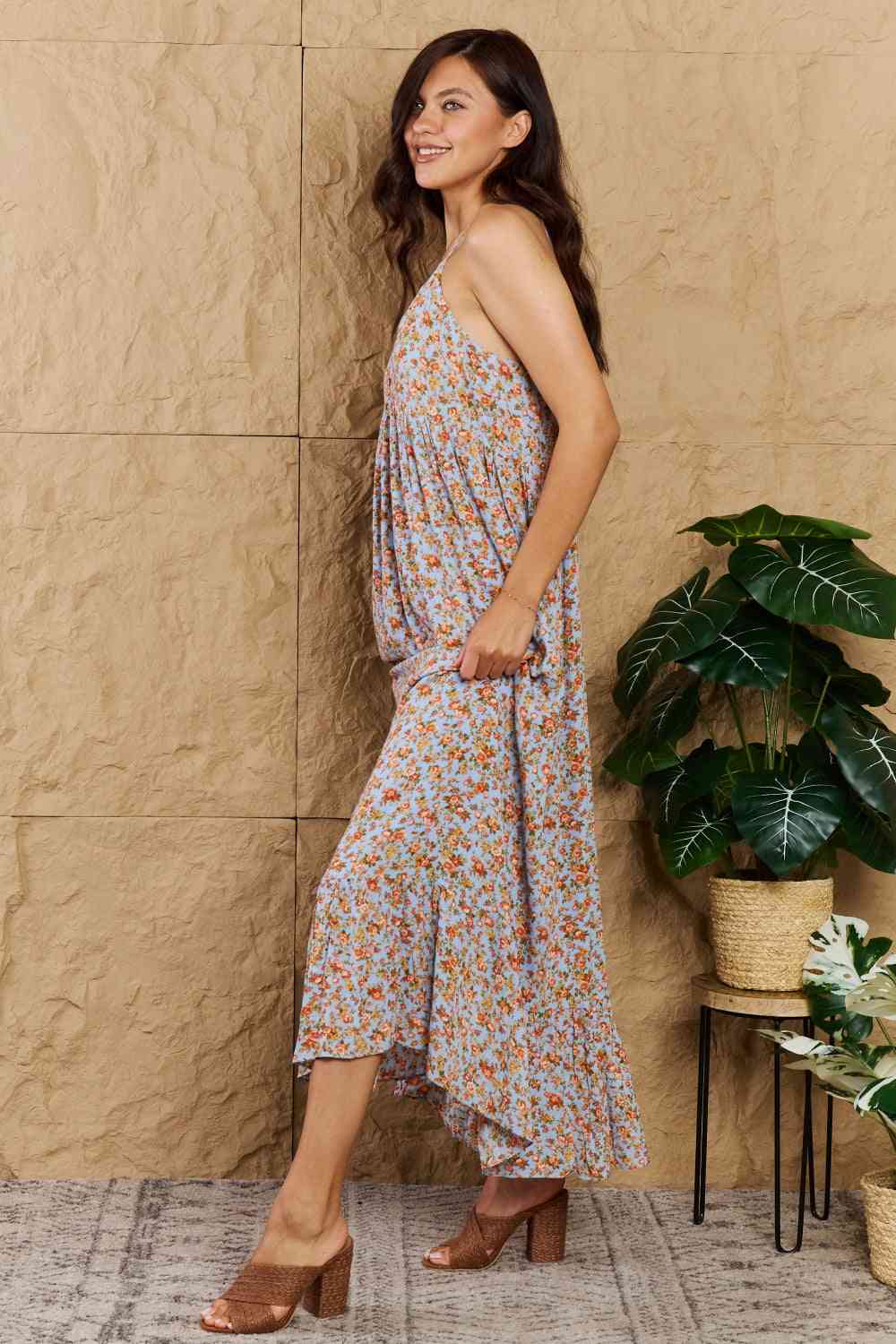 HEYSON Take Your Chances Full Size Floral Halter Neck Maxi Dress