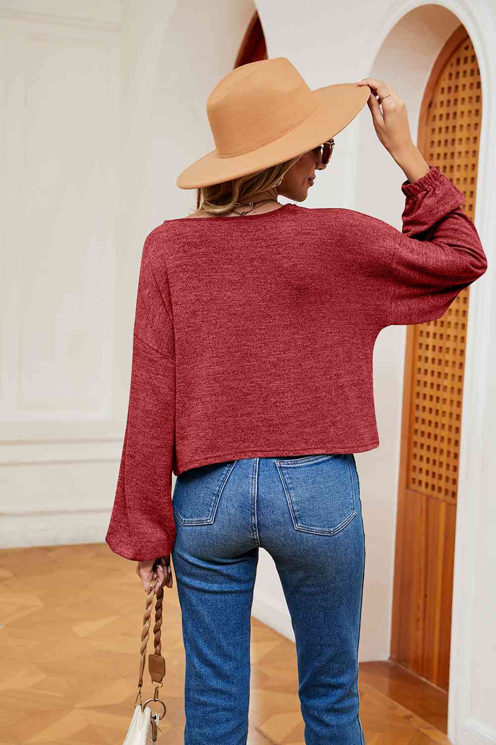 V-Neck Long Sleeve Top