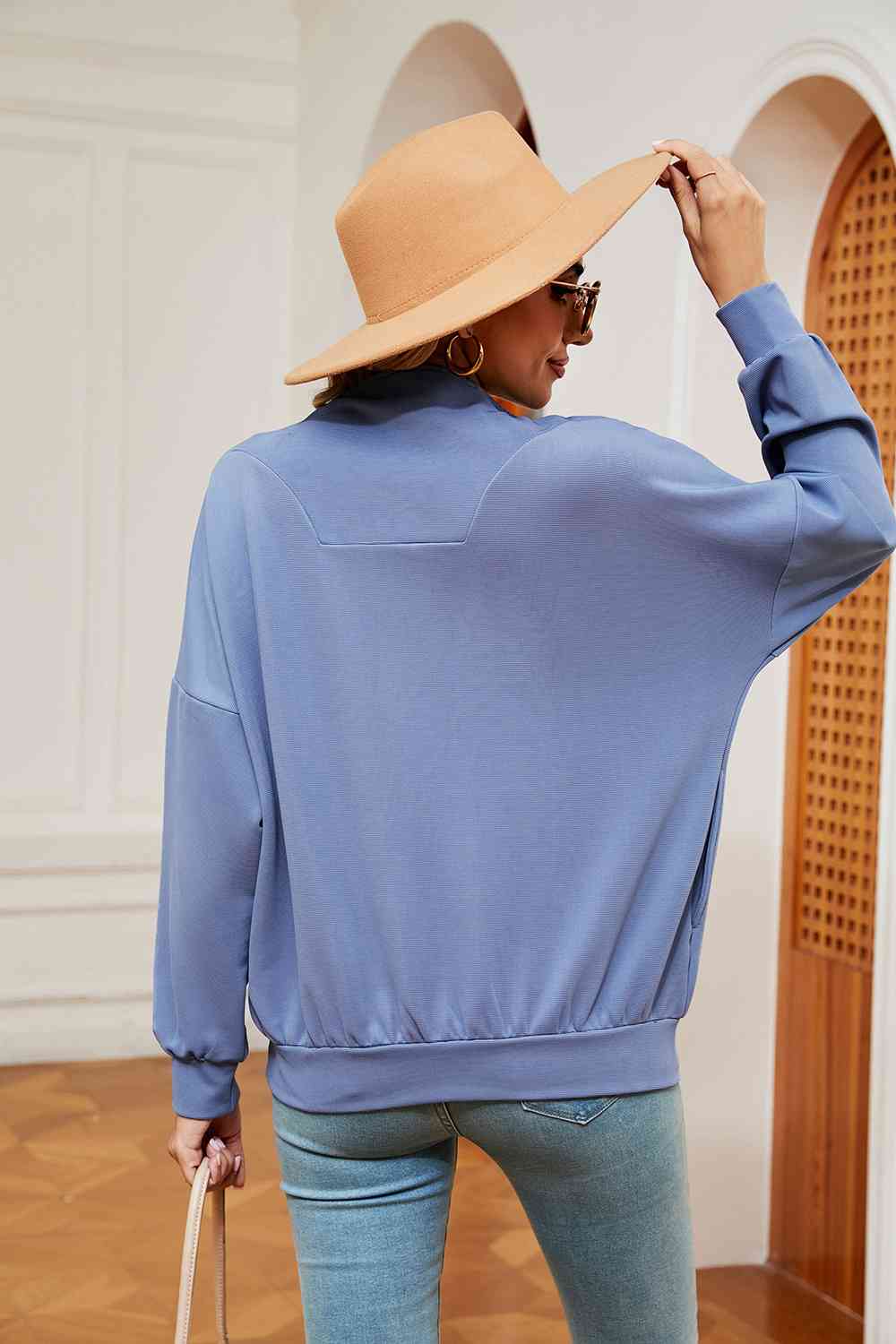 Half-Zip Dropped Shoulder Sweatshirt