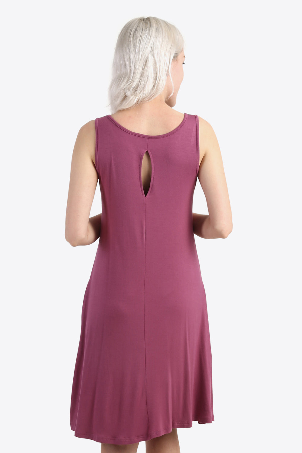 Cutout Scoop Neck Sleeveless Dress with Pockets