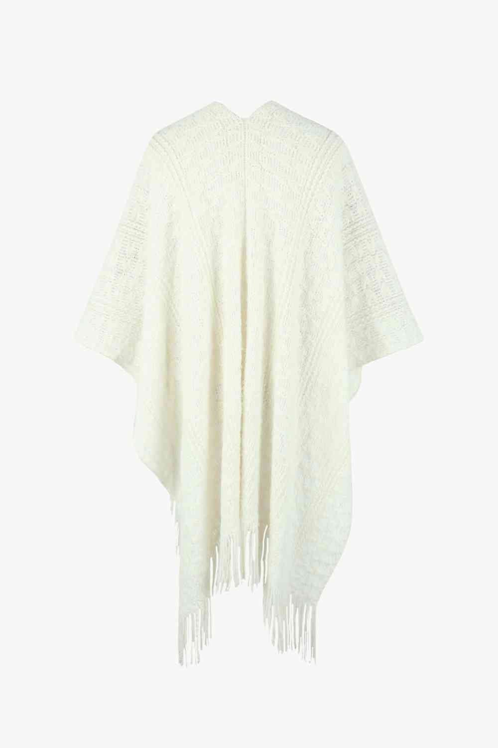 Open Front Fringe Hem Poncho