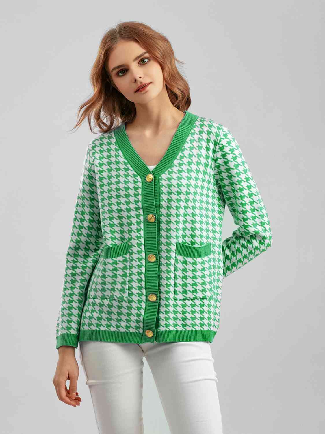 Houndstooth Button Down Cardigan