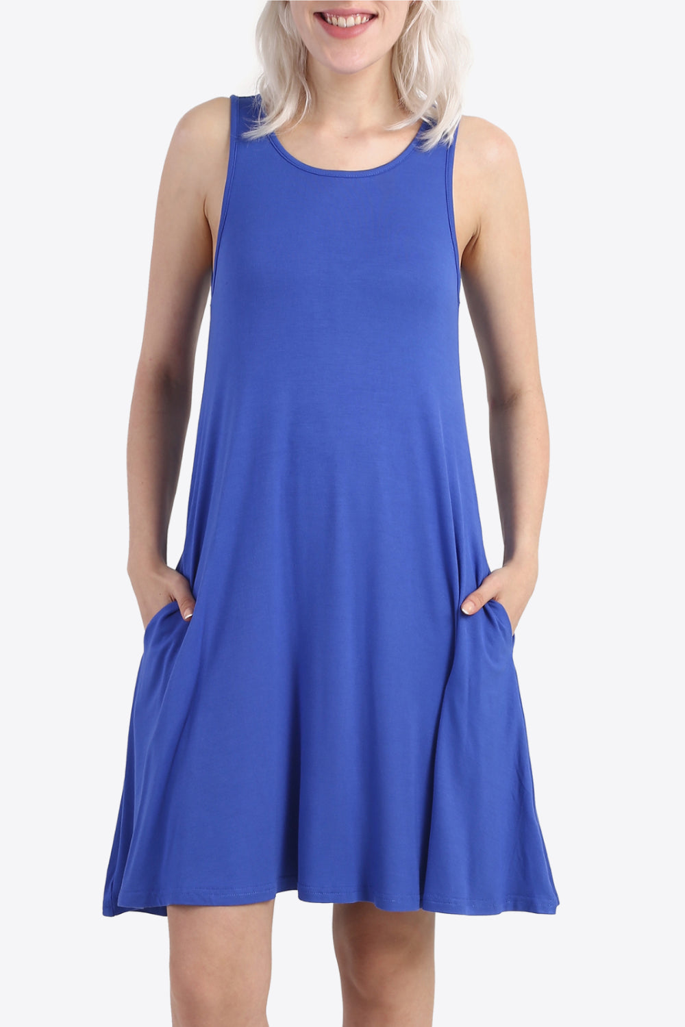 Cutout Scoop Neck Sleeveless Dress with Pockets