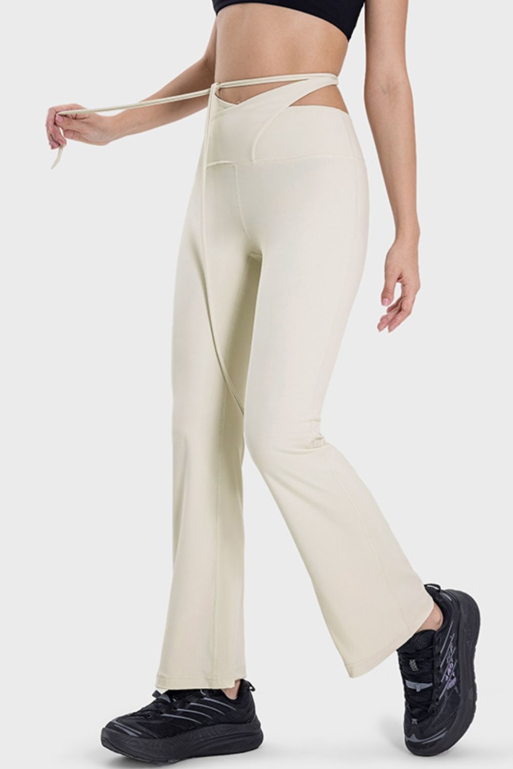 Tied Mid-Rise Waist Active Pants