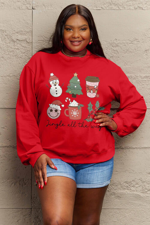 Simply Love Full Size JINGLE ALL THE WAY Long Sleeve Sweatshirt