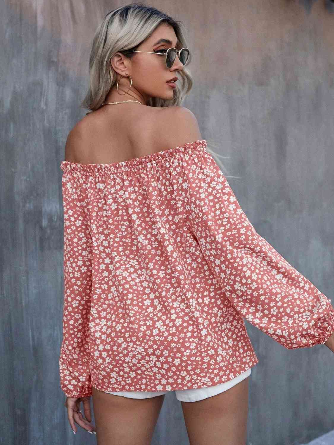 Off-Shoulder Long Sleeve Blouse