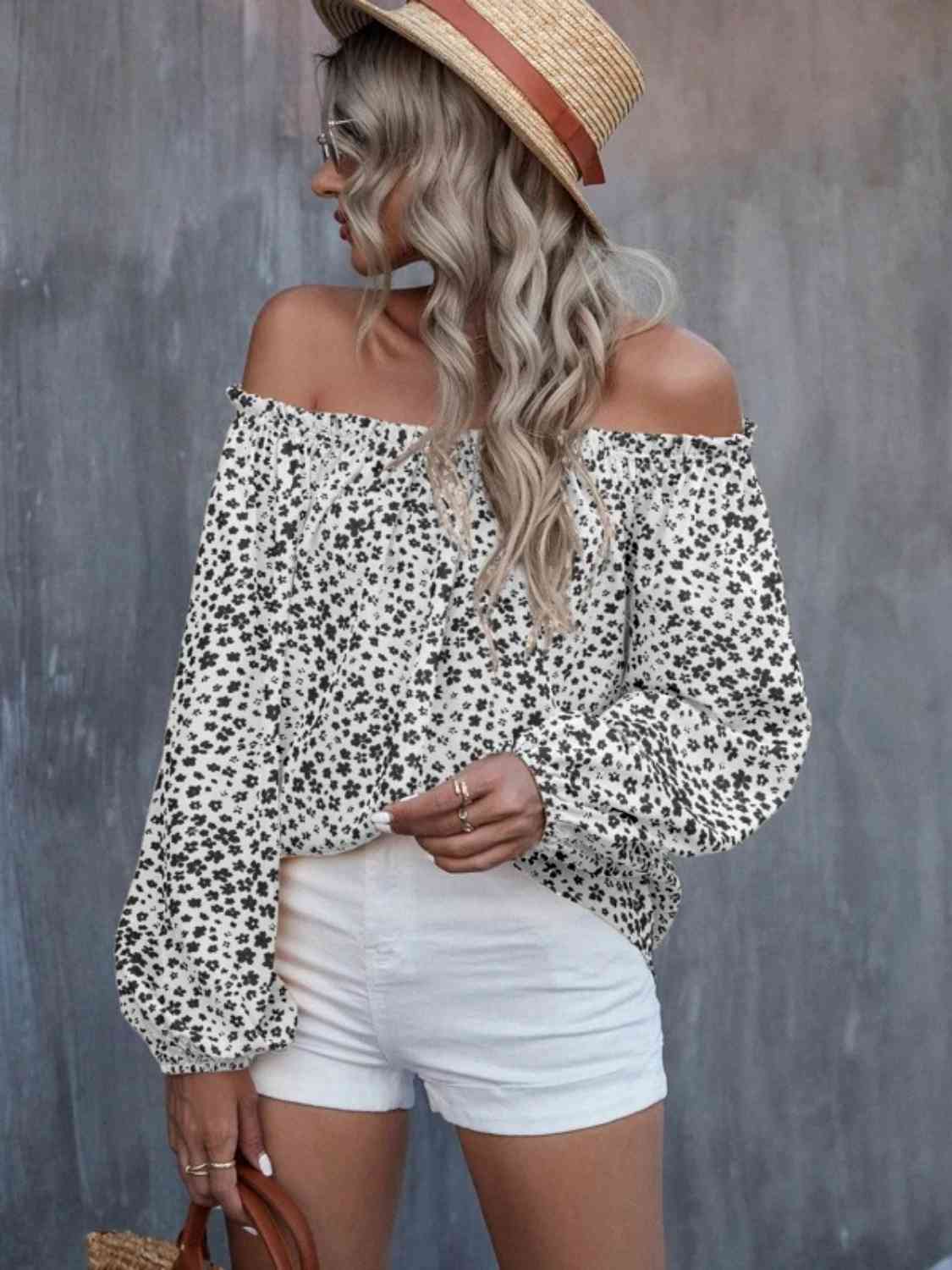 Off-Shoulder Long Sleeve Blouse