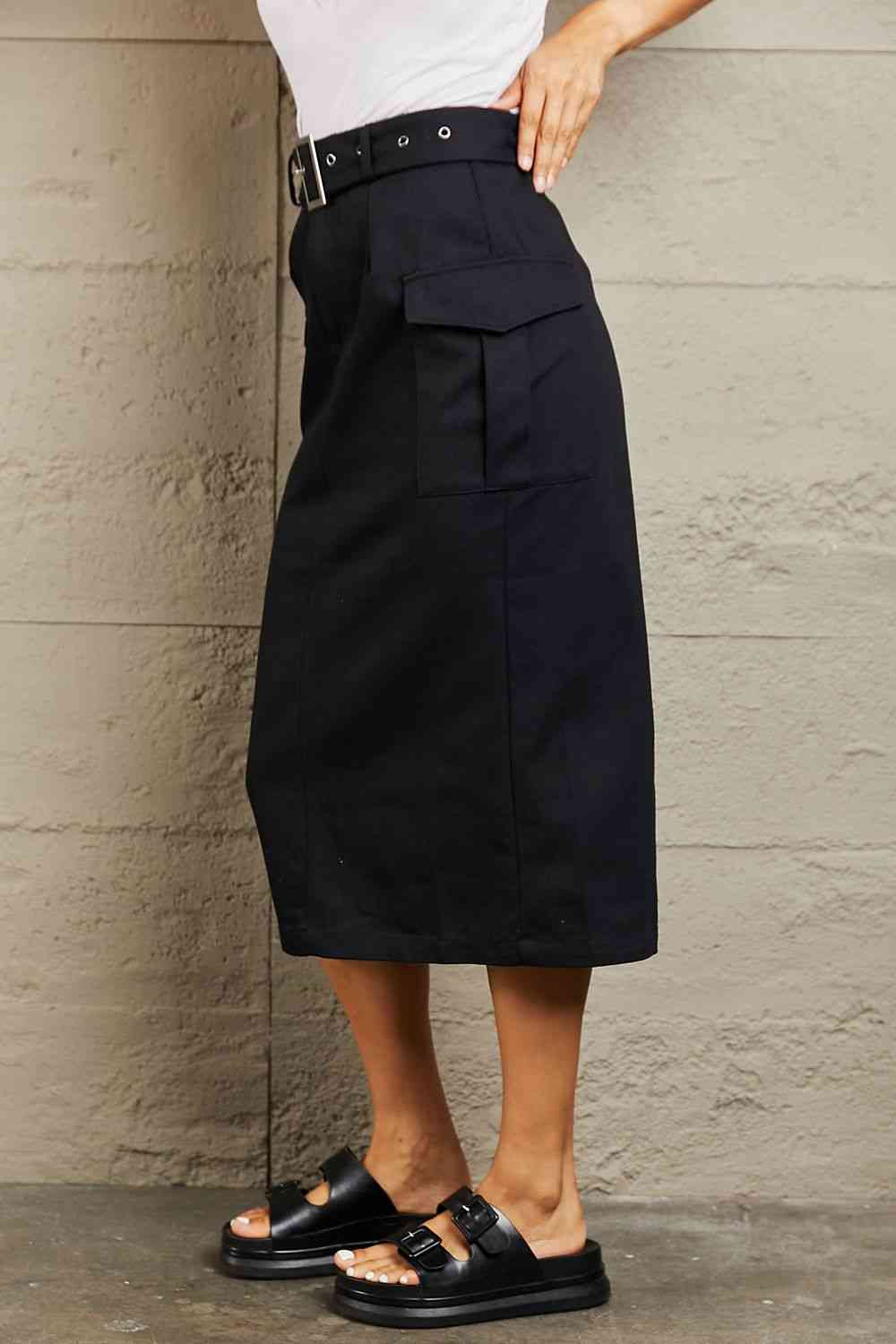 HYFVE Professional Poise Buckled Midi Skirt