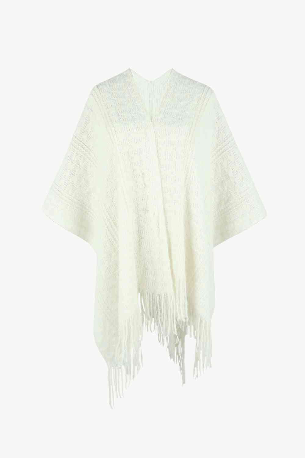 Open Front Fringe Hem Poncho