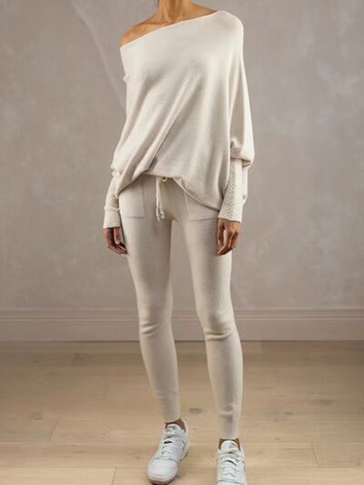 Full Size Boat Neck Batwing Sleeve Knit Top