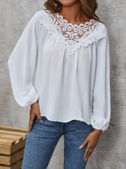 Lace Detail Balloon Sleeve Blouse