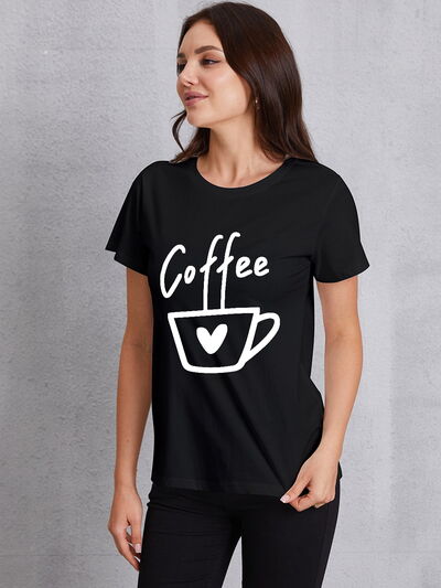 COFFEE Round Neck Short Sleeve T-Shirt