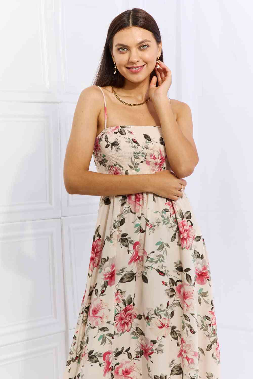 OneTheLand Hold Me Tight Sleeveless Floral Maxi Dress in Pink