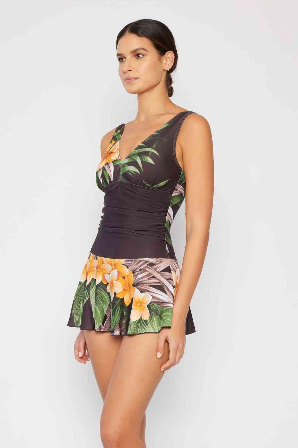 Marina West Swim Full Size Clear Waters Swim Dress in Aloha Brown