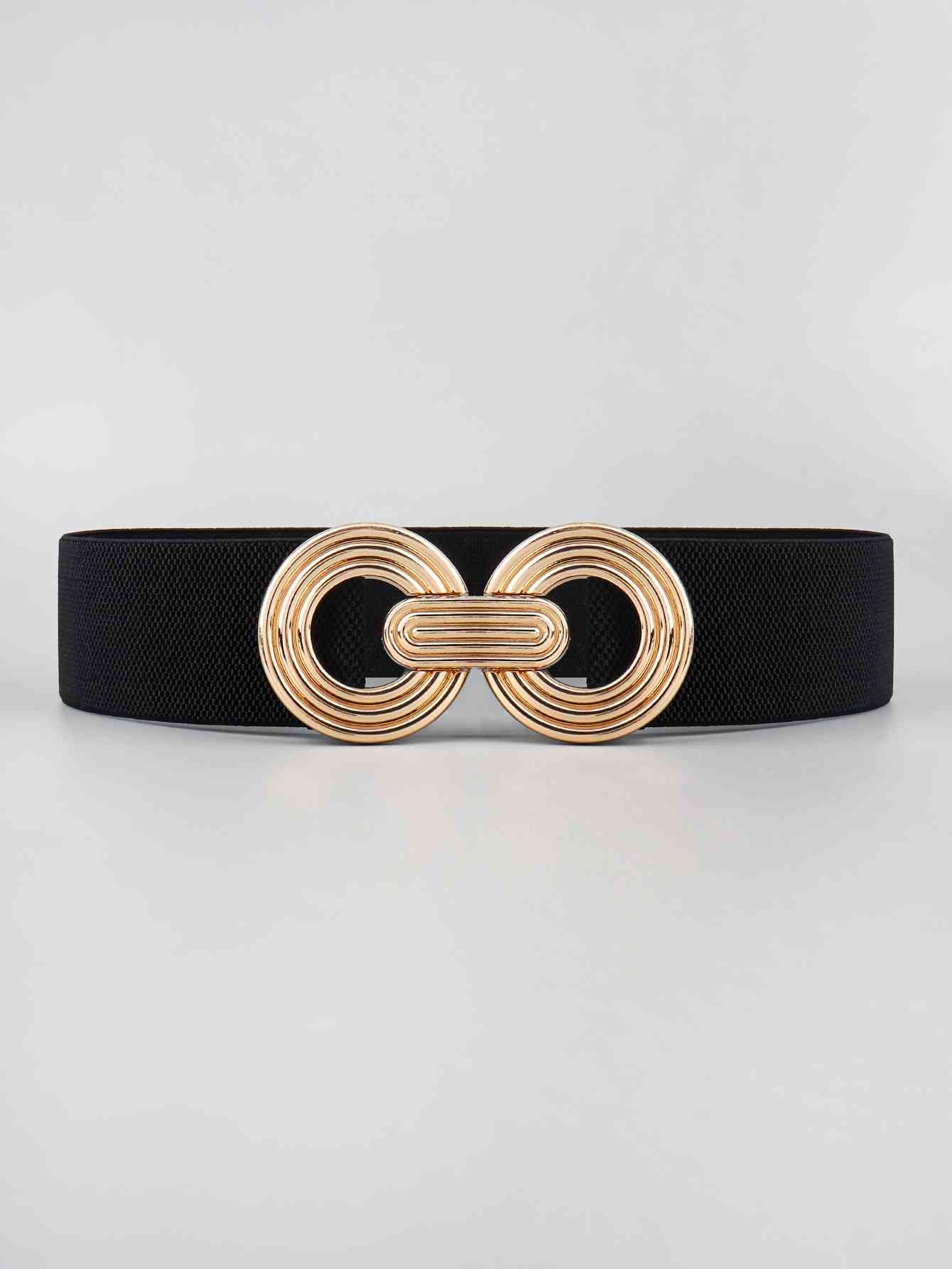 Geometric Buckle Elastic Wide Belt