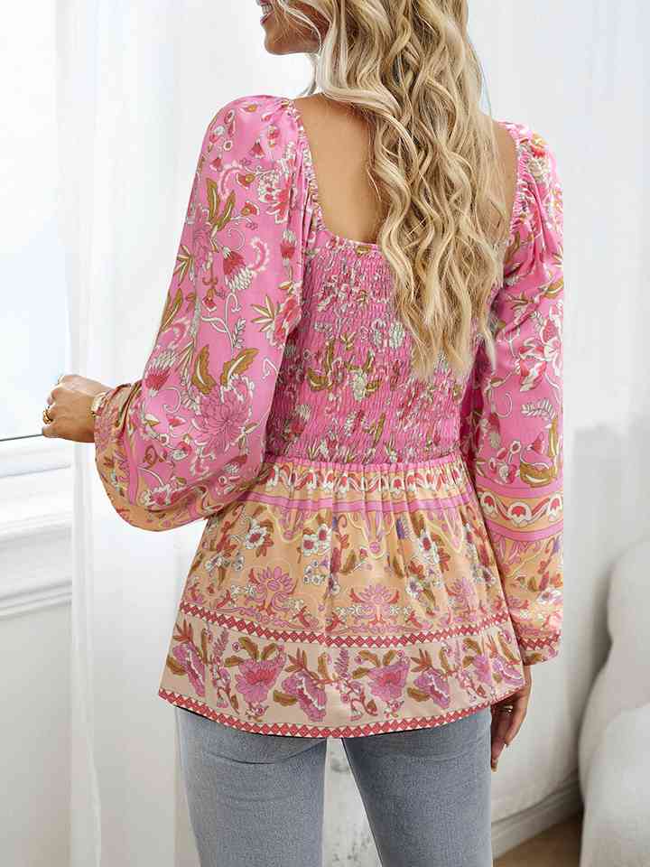 Square Neck Printed Blouse