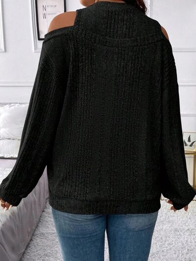 Round Neck Cold Shoulder Sweater