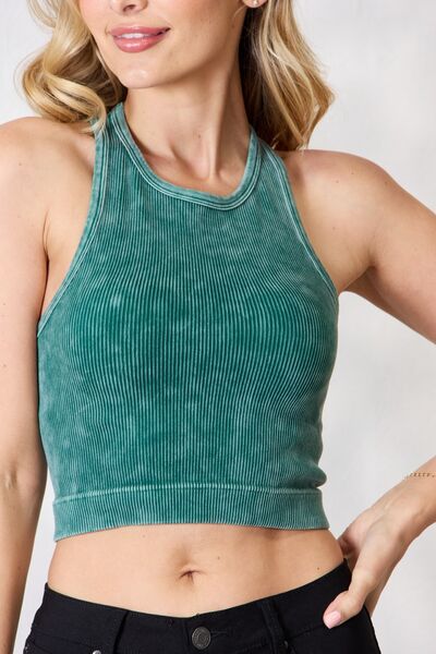 Zenana Crewneck Racerback Cropped Tank