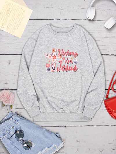 VICTORY IN JESUS Round Neck Sweatshirt