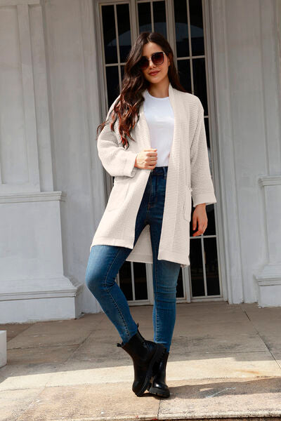 Open Front Long Sleeve Cardigan with Pockets