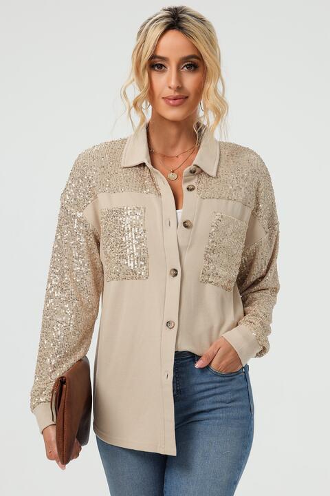 Sequin Long Sleeve Shirt