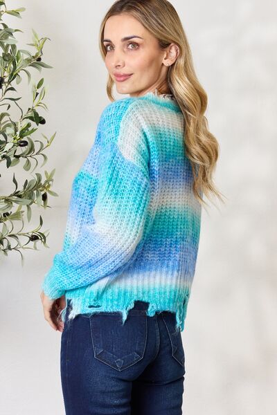 BiBi Tie Dye Frayed Hem Sweater